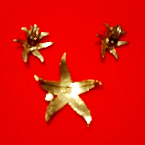 KRAMER Vintage Starfish/Pearl Pin & Earrings - Picture 2 of 4